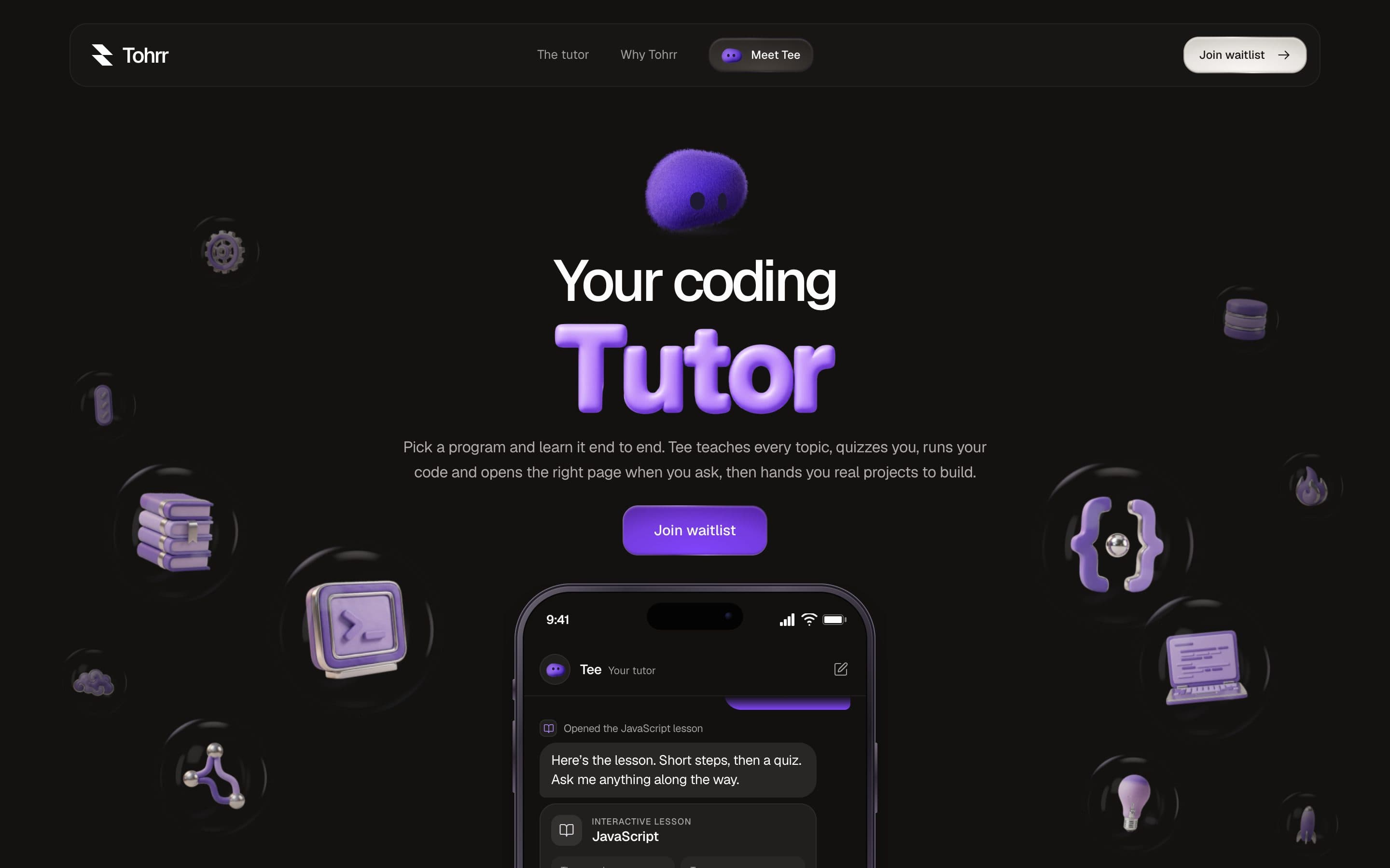 A coding tutor that teaches a whole program — website